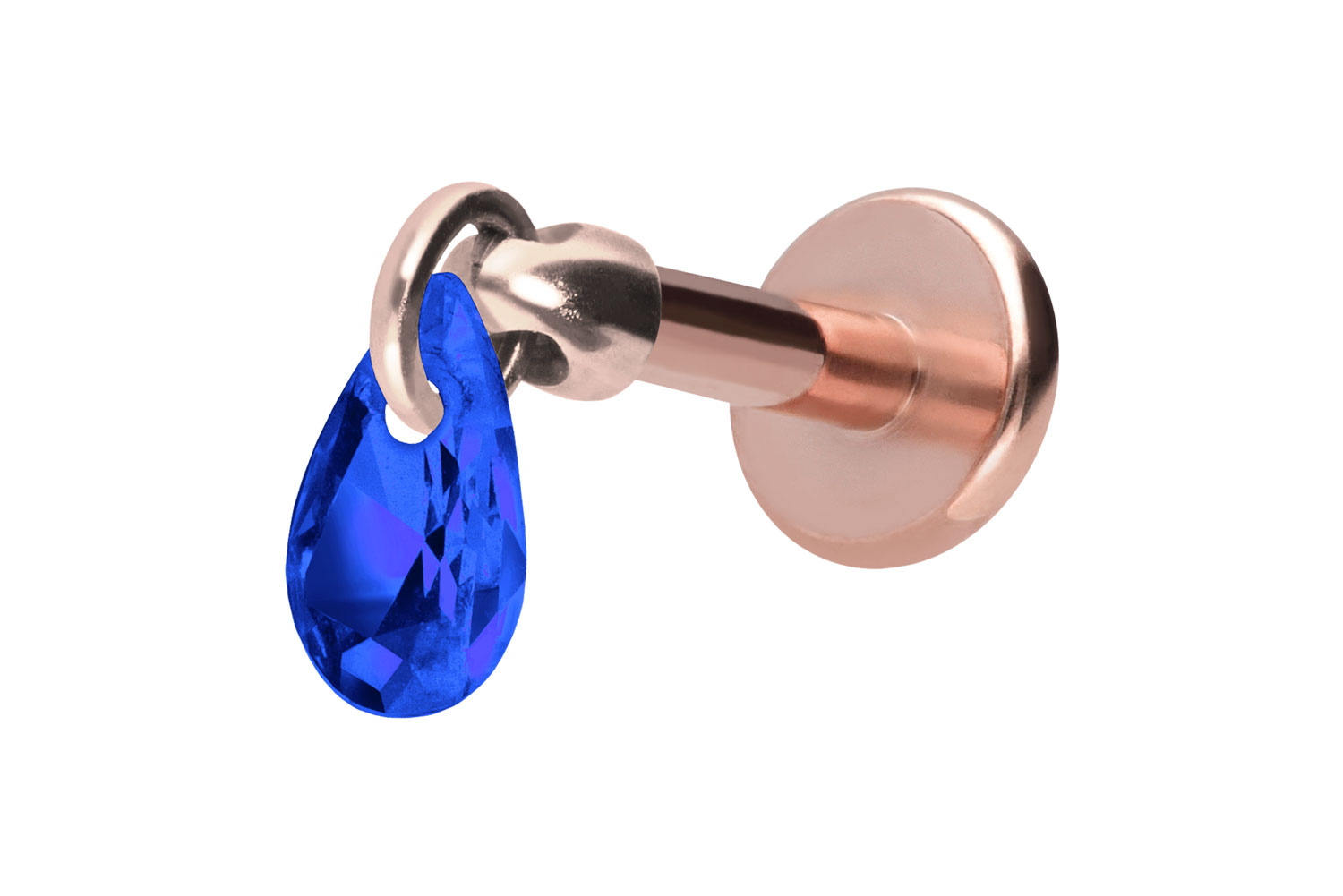 Titan Labret Piercing mit Innengewinde KRISTALLTROPFEN